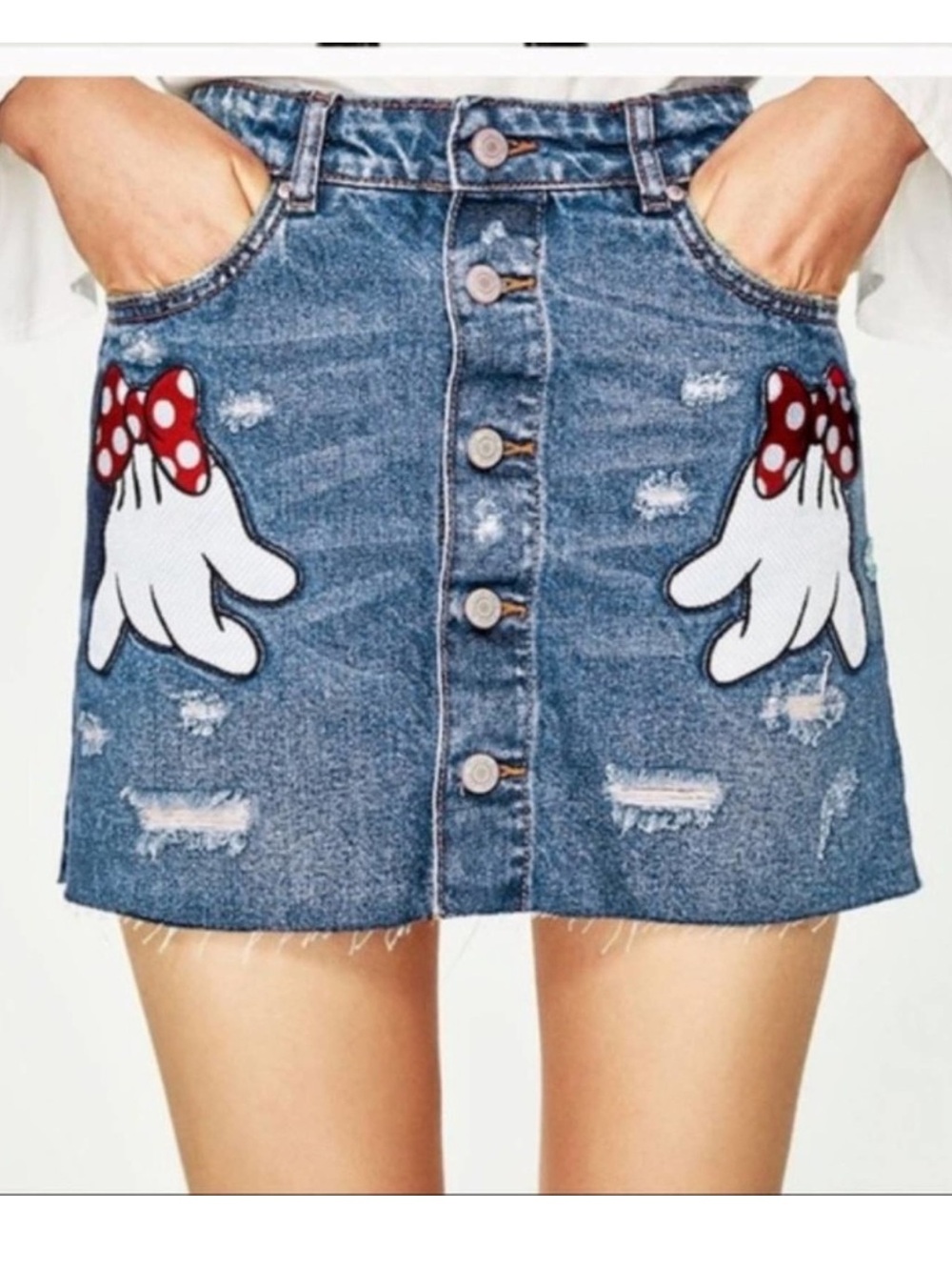 Zara Disney Minnie Mouse Denim Mini Skirt size M